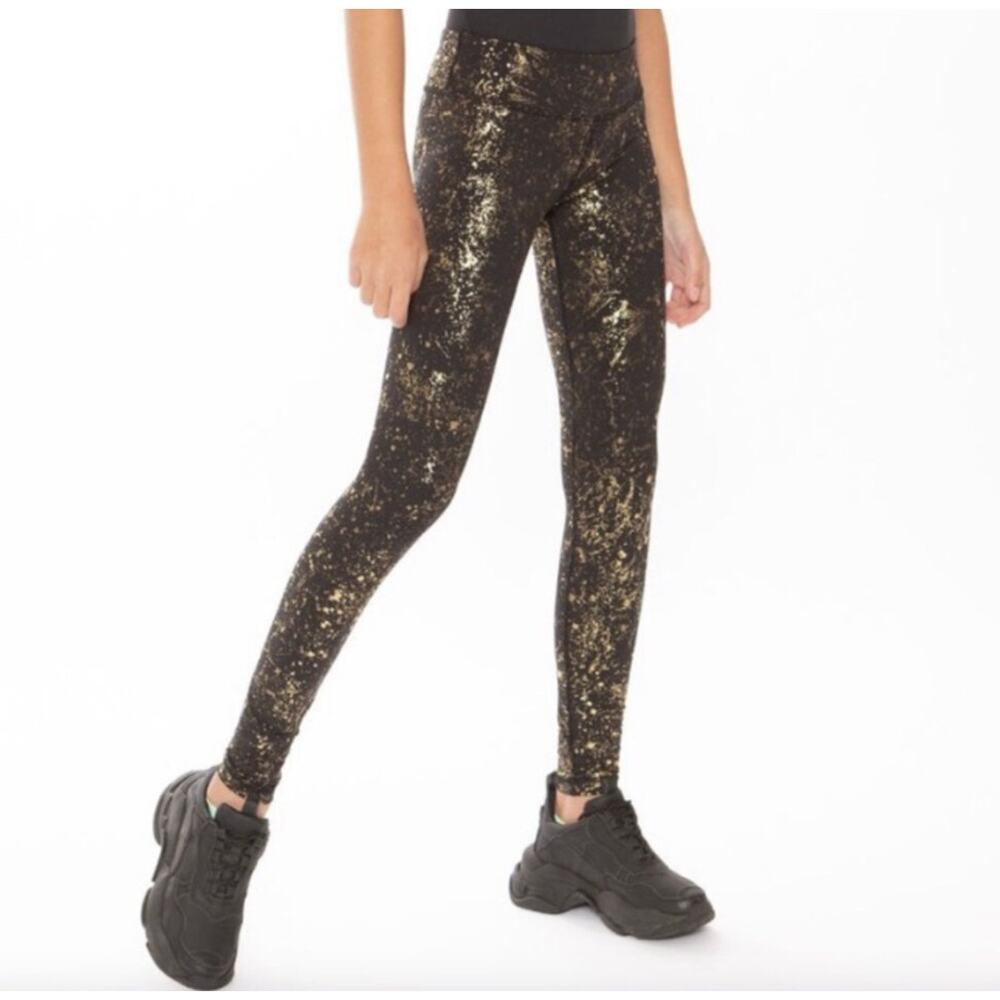 Ivivva by lululemon Rhythmic Tights - Magnetic Camo Black Gold Girls Size 14